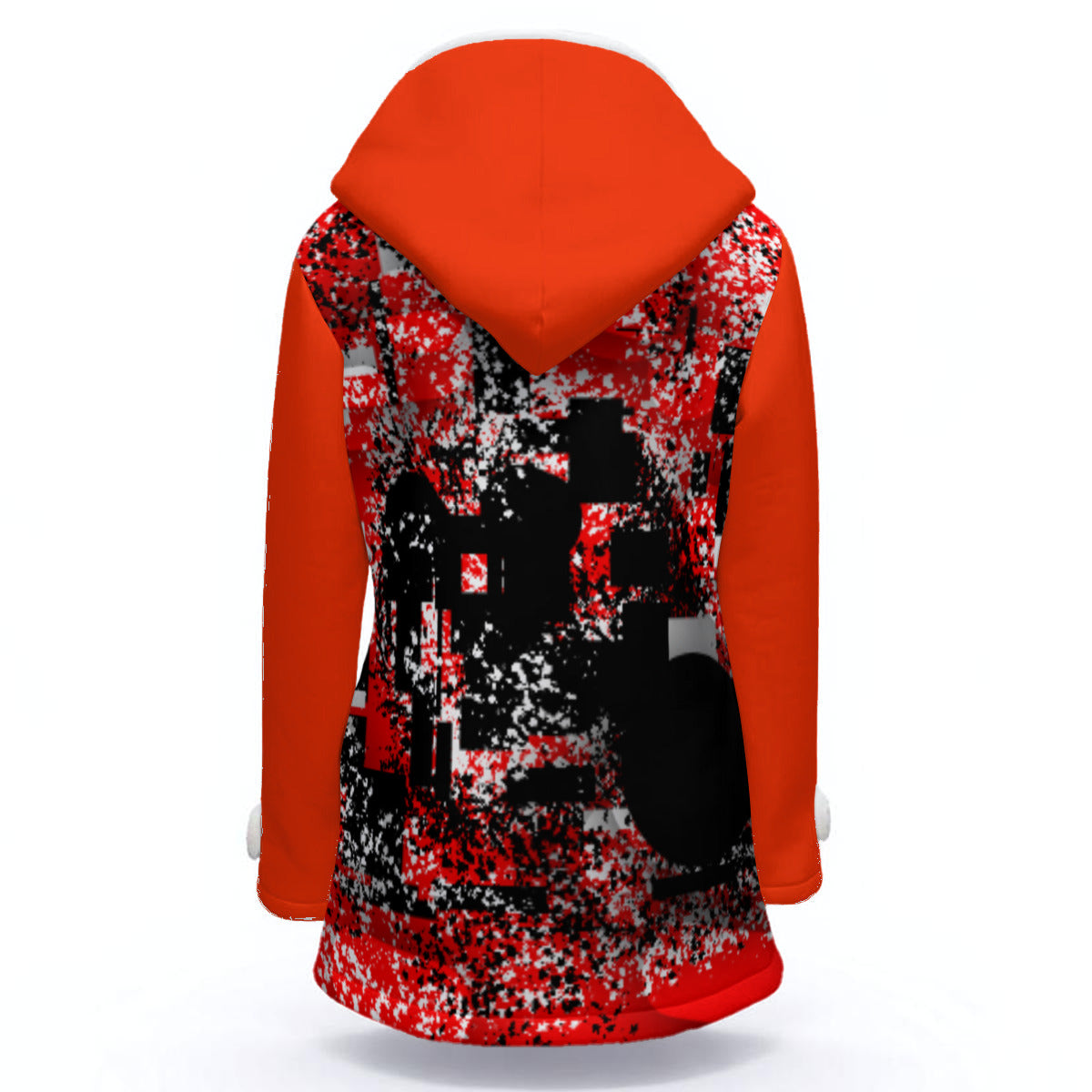 All-Over Print Women's Hooded Double-Breasted Winter Coat With Fleece