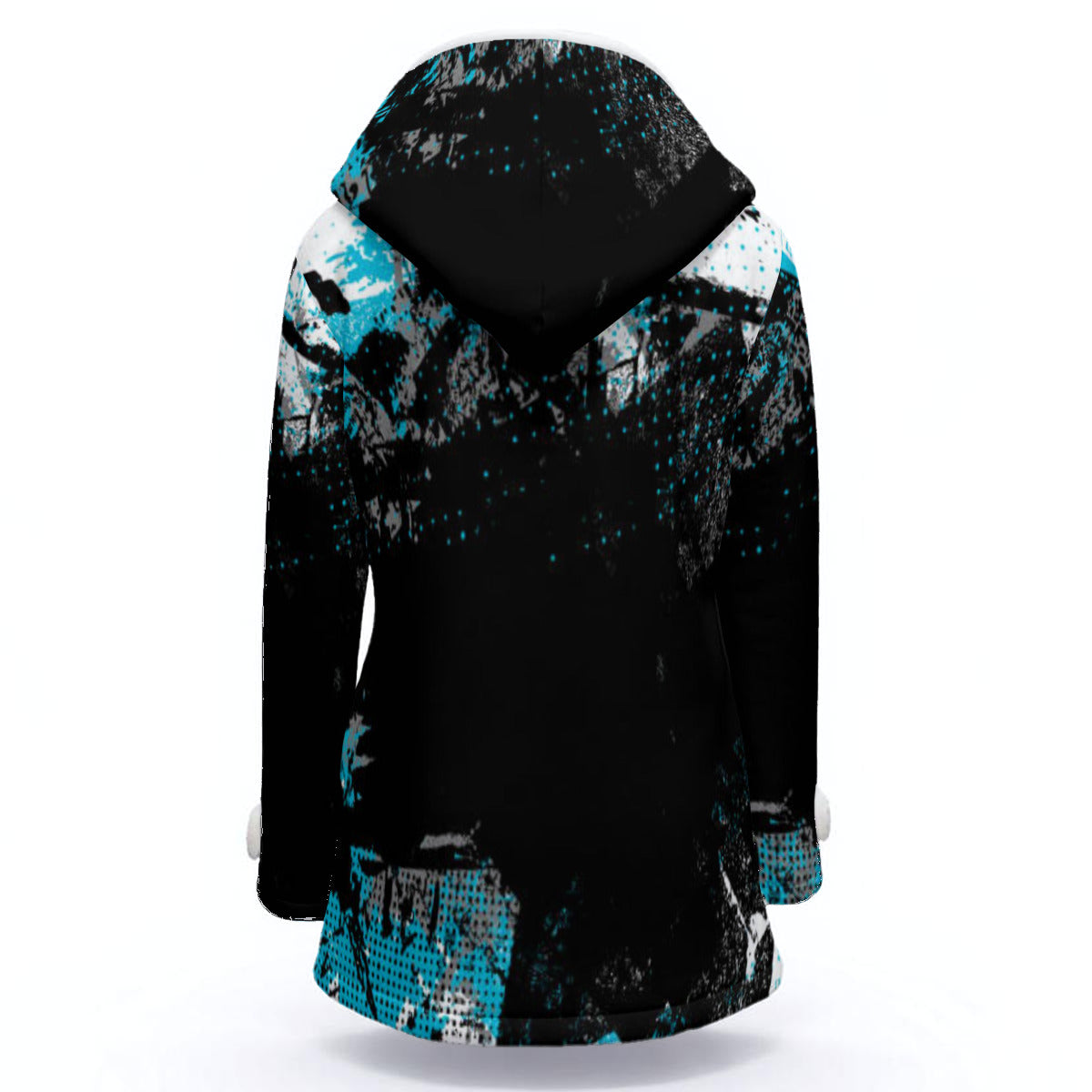 All-Over Print Women's Hooded Double-Breasted Winter Coat With Fleece