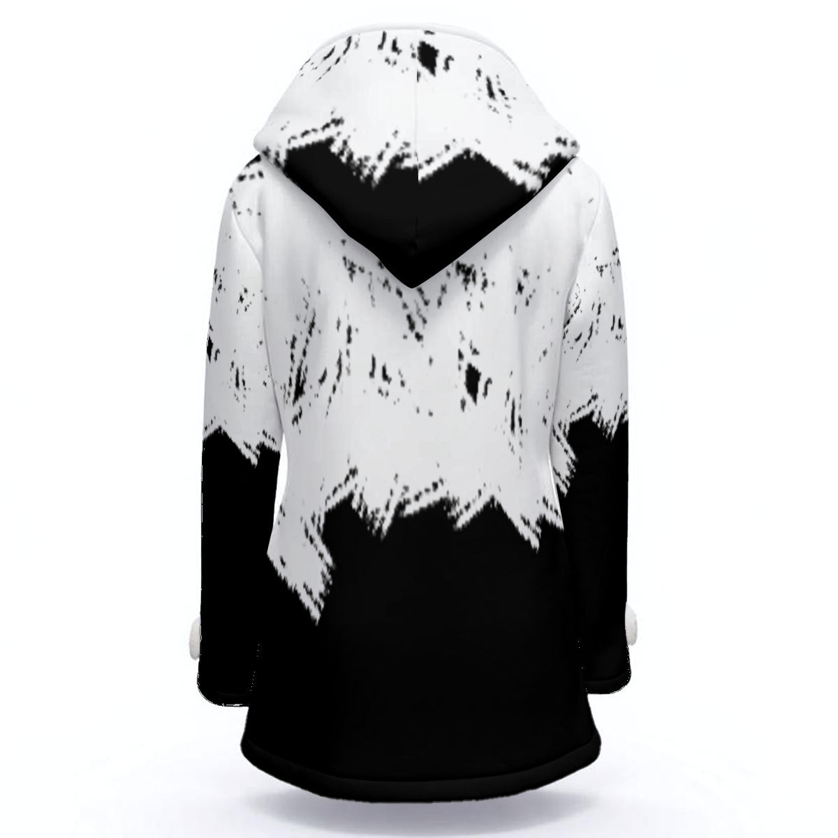 All-Over Print Women's Hooded Double-Breasted Winter Coat With Fleece