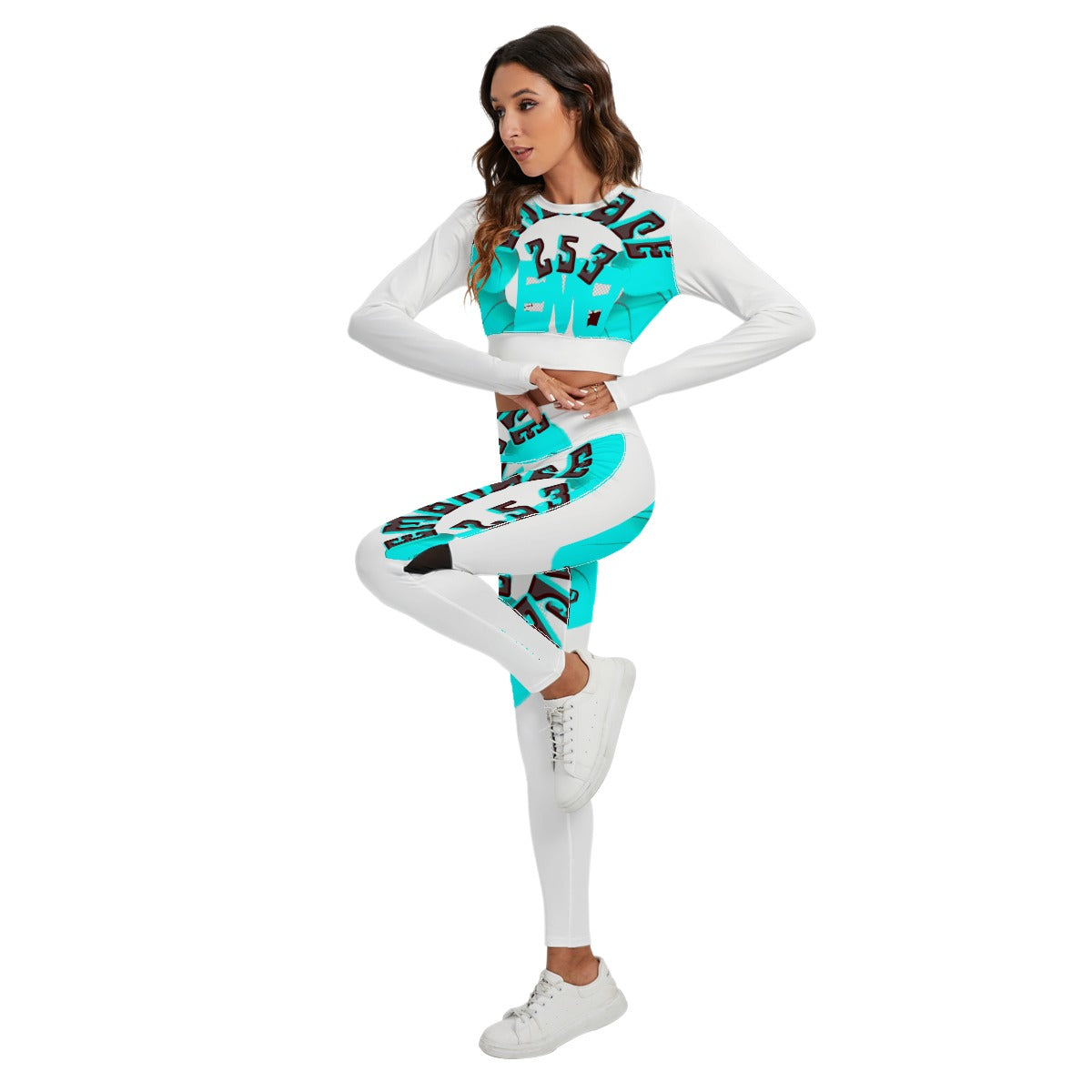 All-Over Print Women's Sport Set With Backless Top And Leggings