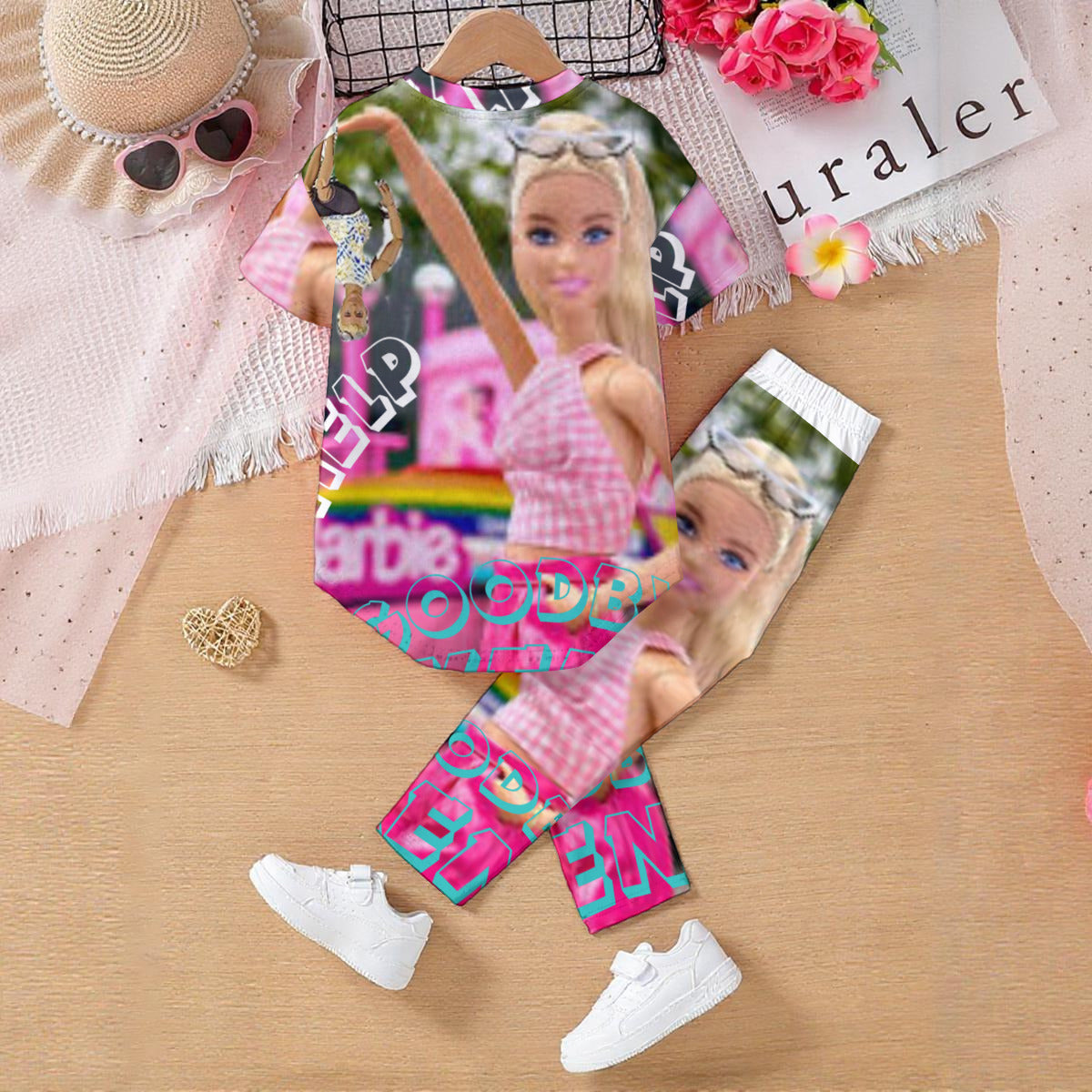 All-Over Print Kids' Casual Top and Pants Set