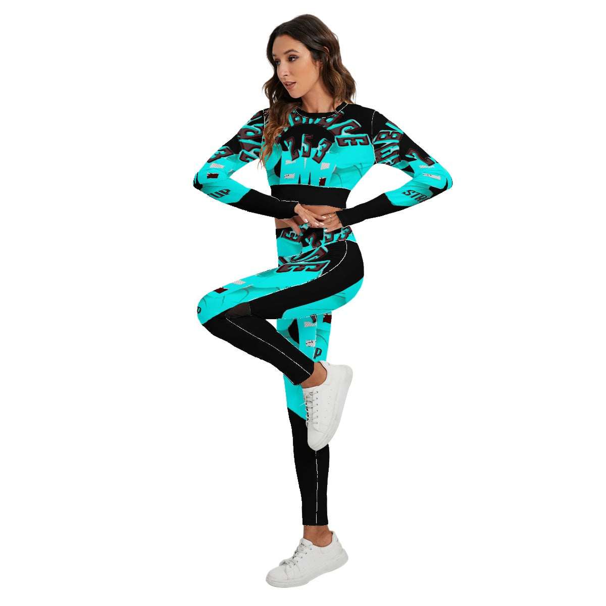 All-Over Print Women's Sport Set With Backless Top And Leggings