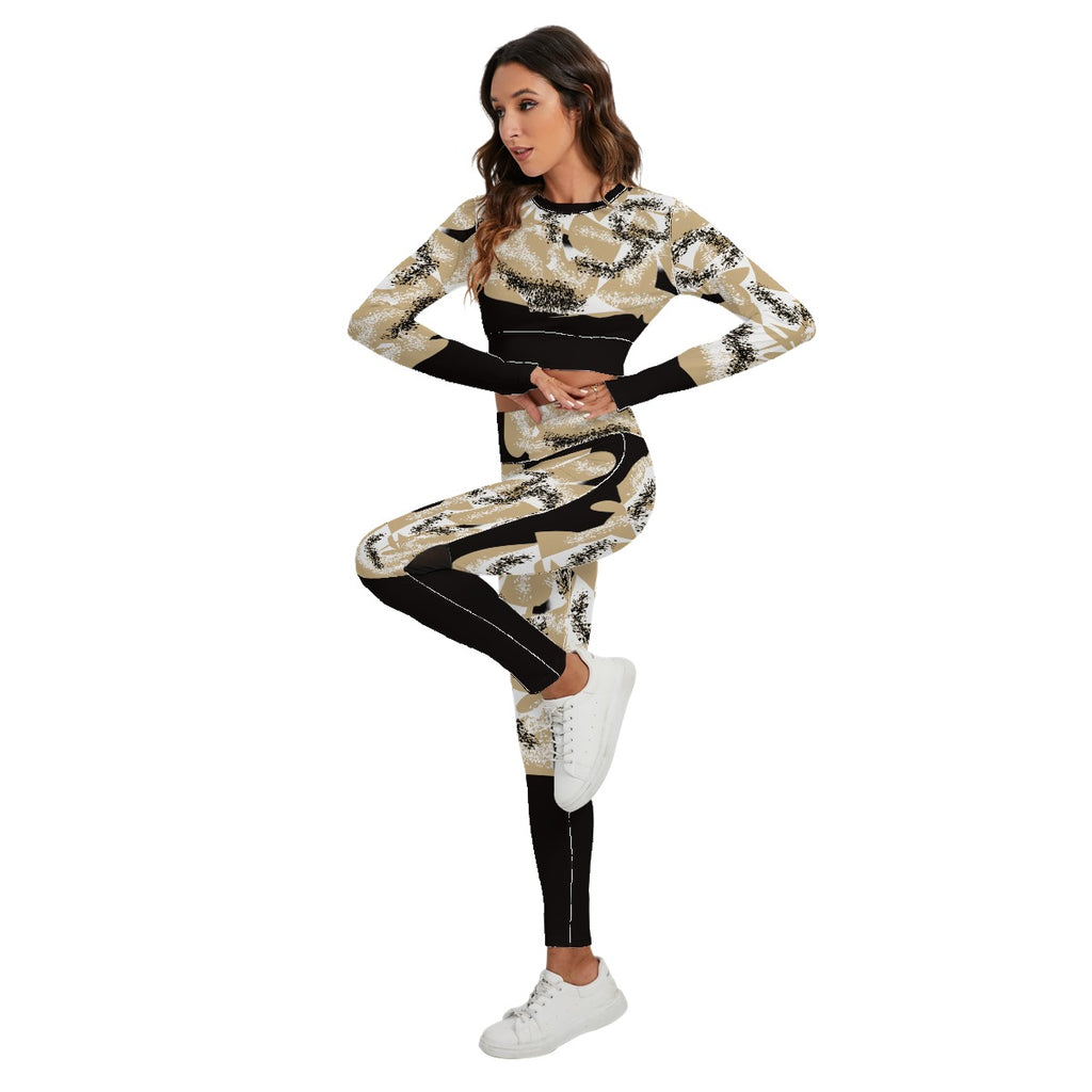 All-Over Print Women's Sport Set With Backless Top And Leggings