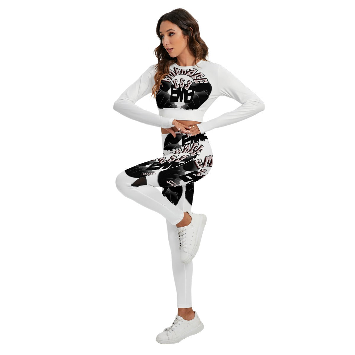 All-Over Print Women's Sport Set With Backless Top And Leggings
