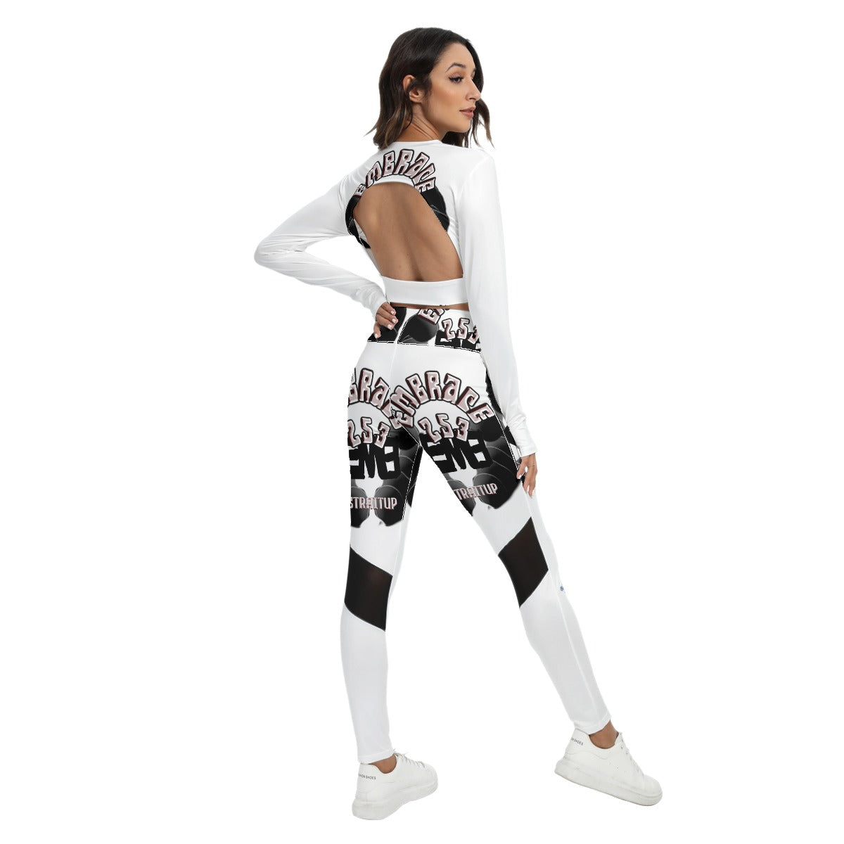 All-Over Print Women's Sport Set With Backless Top And Leggings