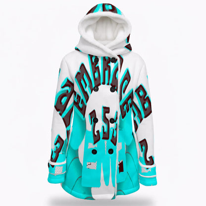 All-Over Print Women's Hooded Double-Breasted Winter Coat With Fleece