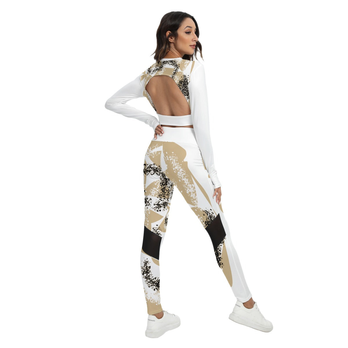All-Over Print Women's Sport Set With Backless Top And Leggings