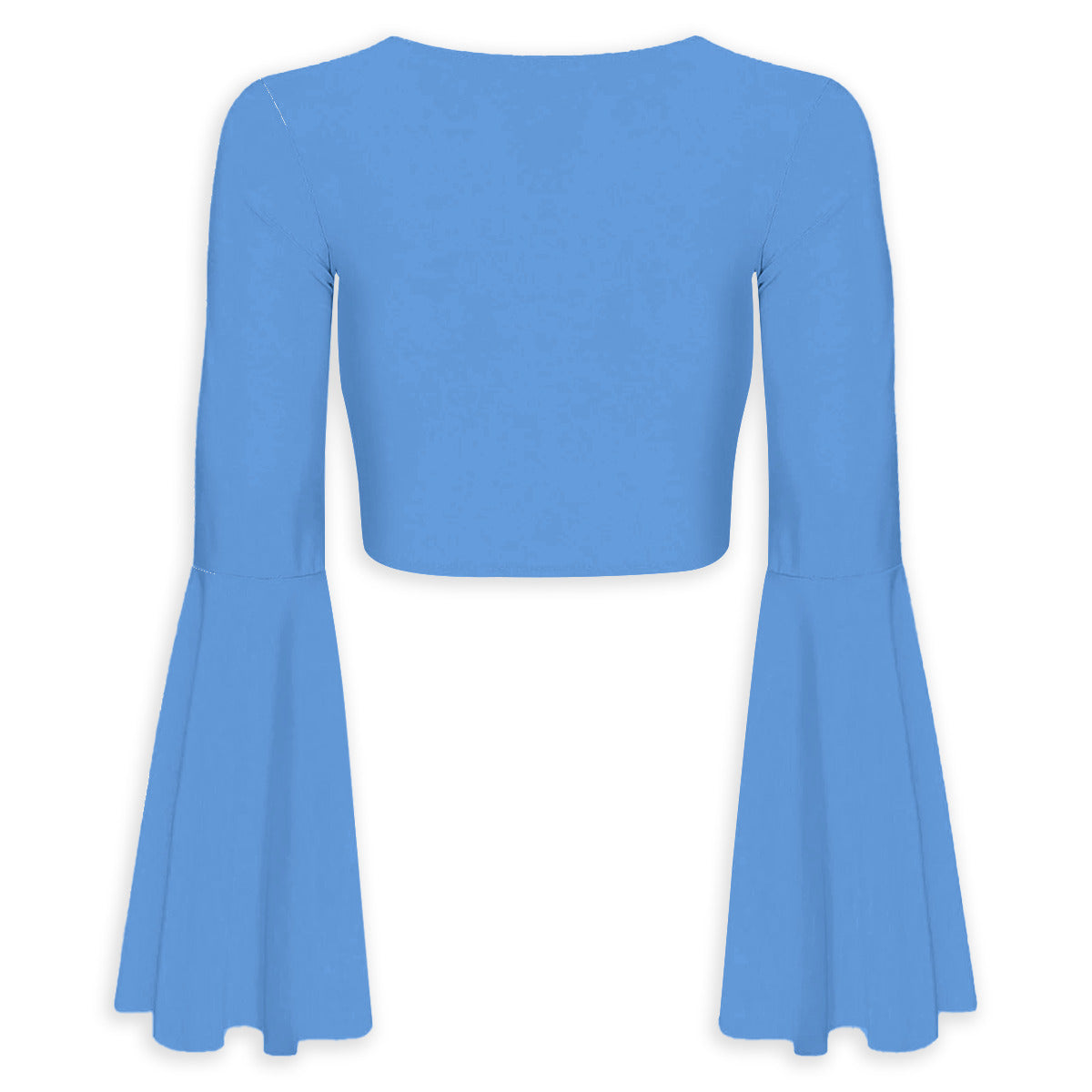 All-Over Print Women's Elegant Flared Sleeve Tie-Front Crop Top