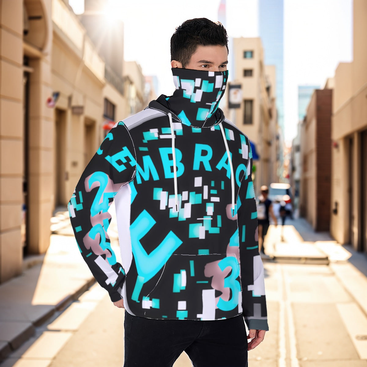 Eco-friendly All-Over Print Men's Masked Hoodie