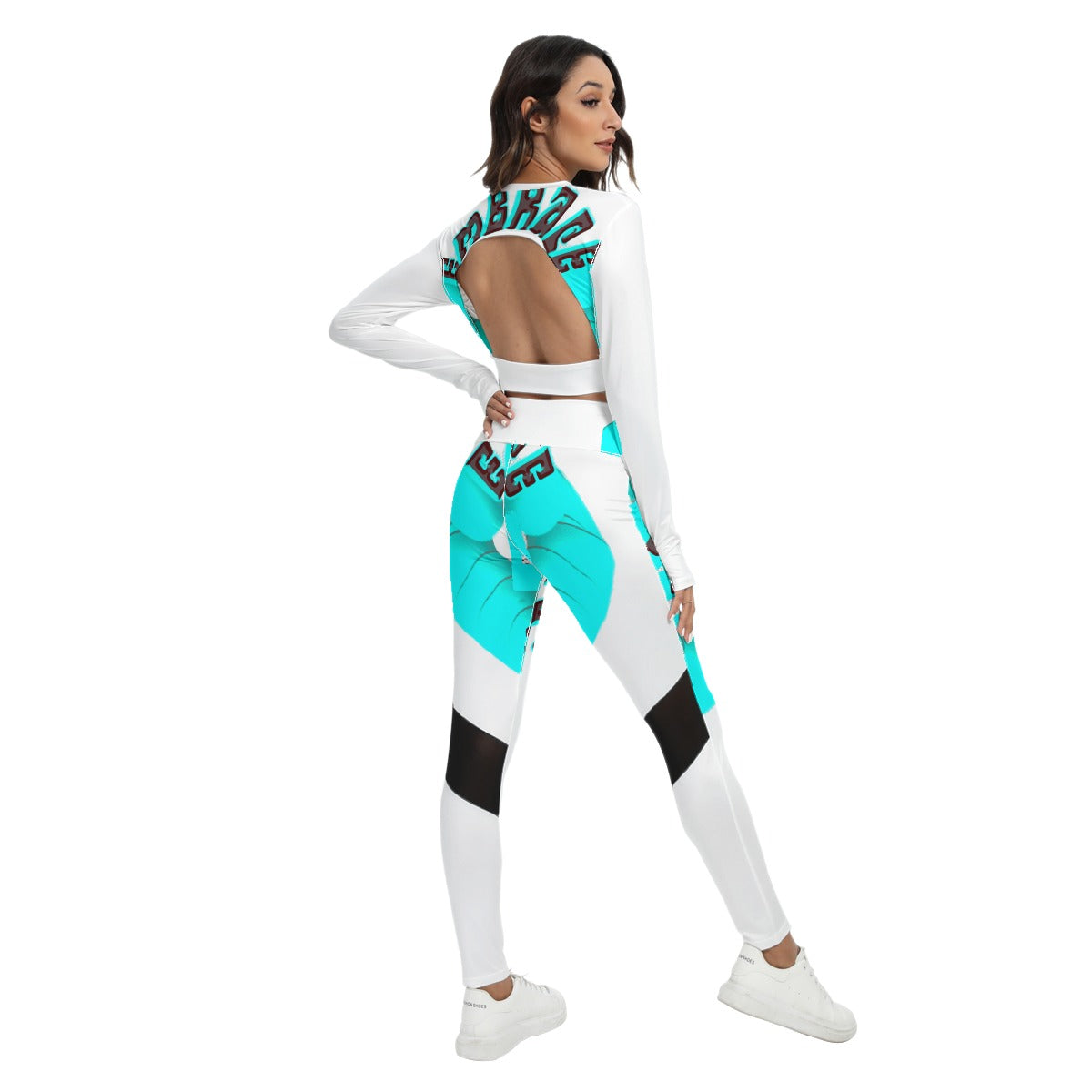 All-Over Print Women's Sport Set With Backless Top And Leggings