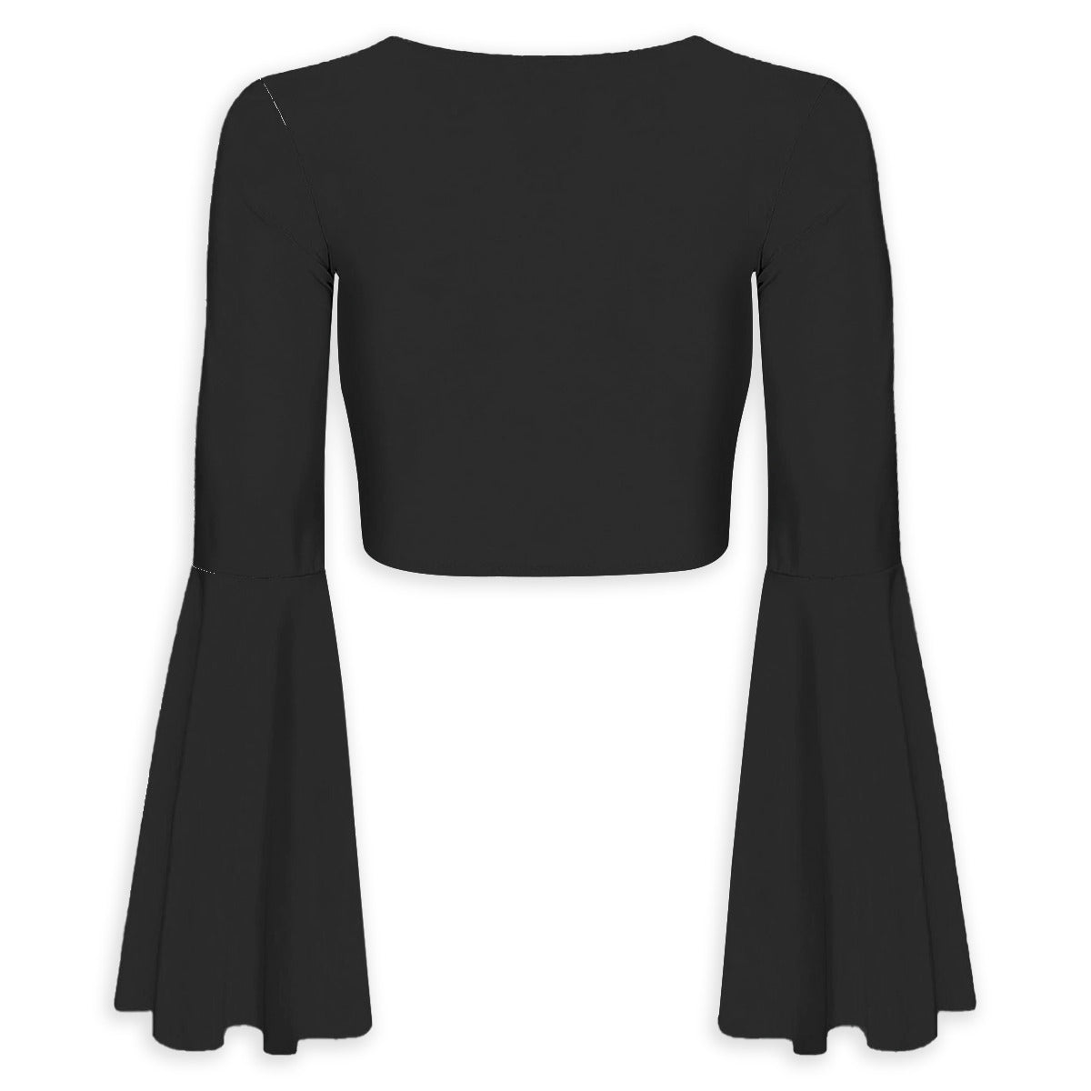 All-Over Print Women's Elegant Flared Sleeve Tie-Front Crop Top