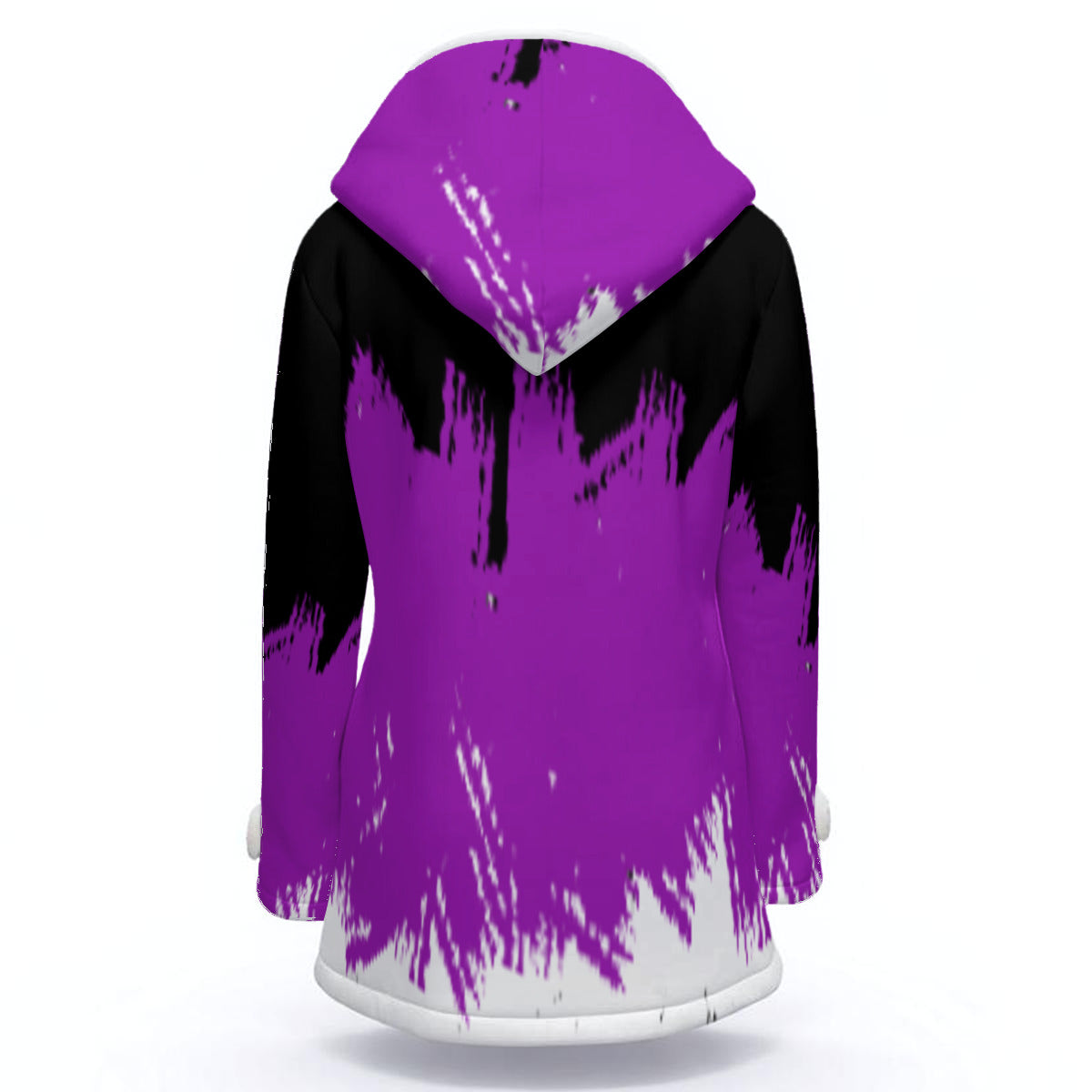 All-Over Print Women's Hooded Double-Breasted Winter Coat With Fleece