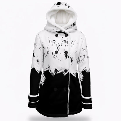 All-Over Print Women's Hooded Double-Breasted Winter Coat With Fleece
