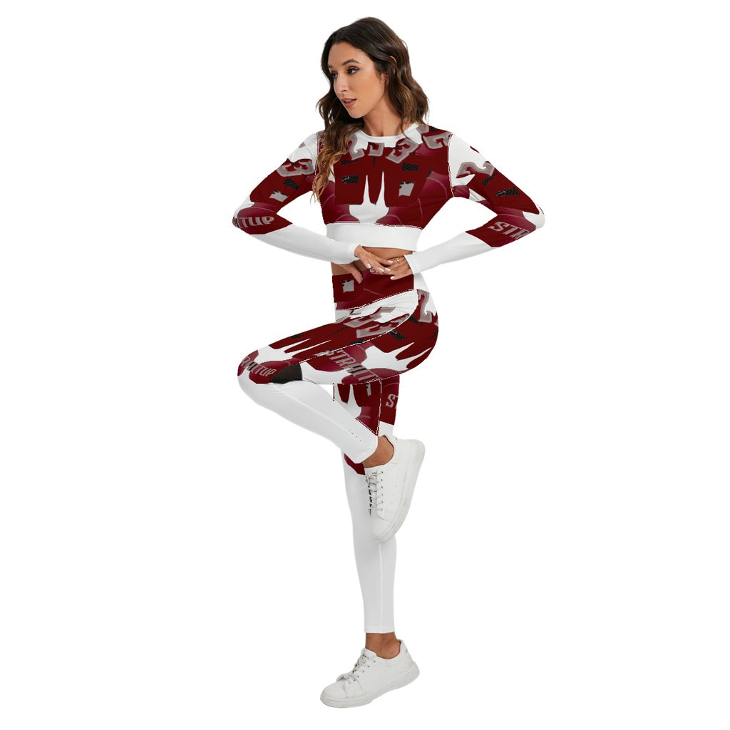 All-Over Print Women's Sport Set With Backless Top And Leggings