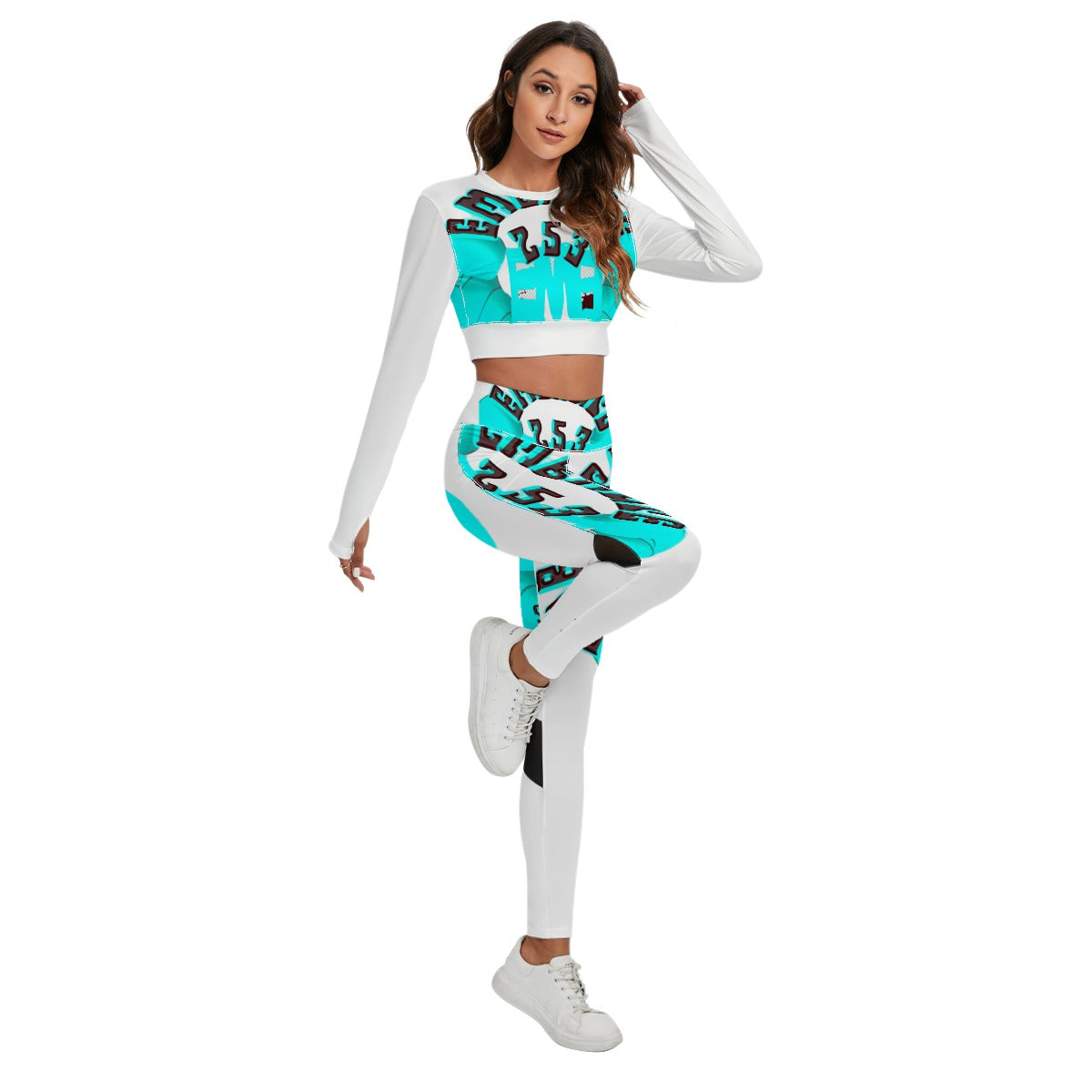 All-Over Print Women's Sport Set With Backless Top And Leggings