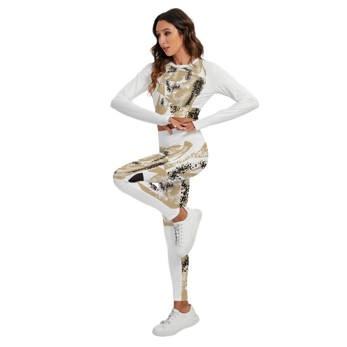 All-Over Print Women's Sport Set With Backless Top And Leggings