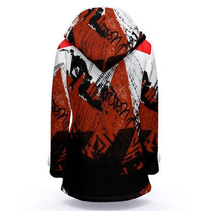 All-Over Print Women's Hooded Double-Breasted Winter Coat With Fleece