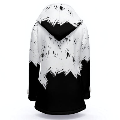 All-Over Print Women's Hooded Double-Breasted Winter Coat With Fleece